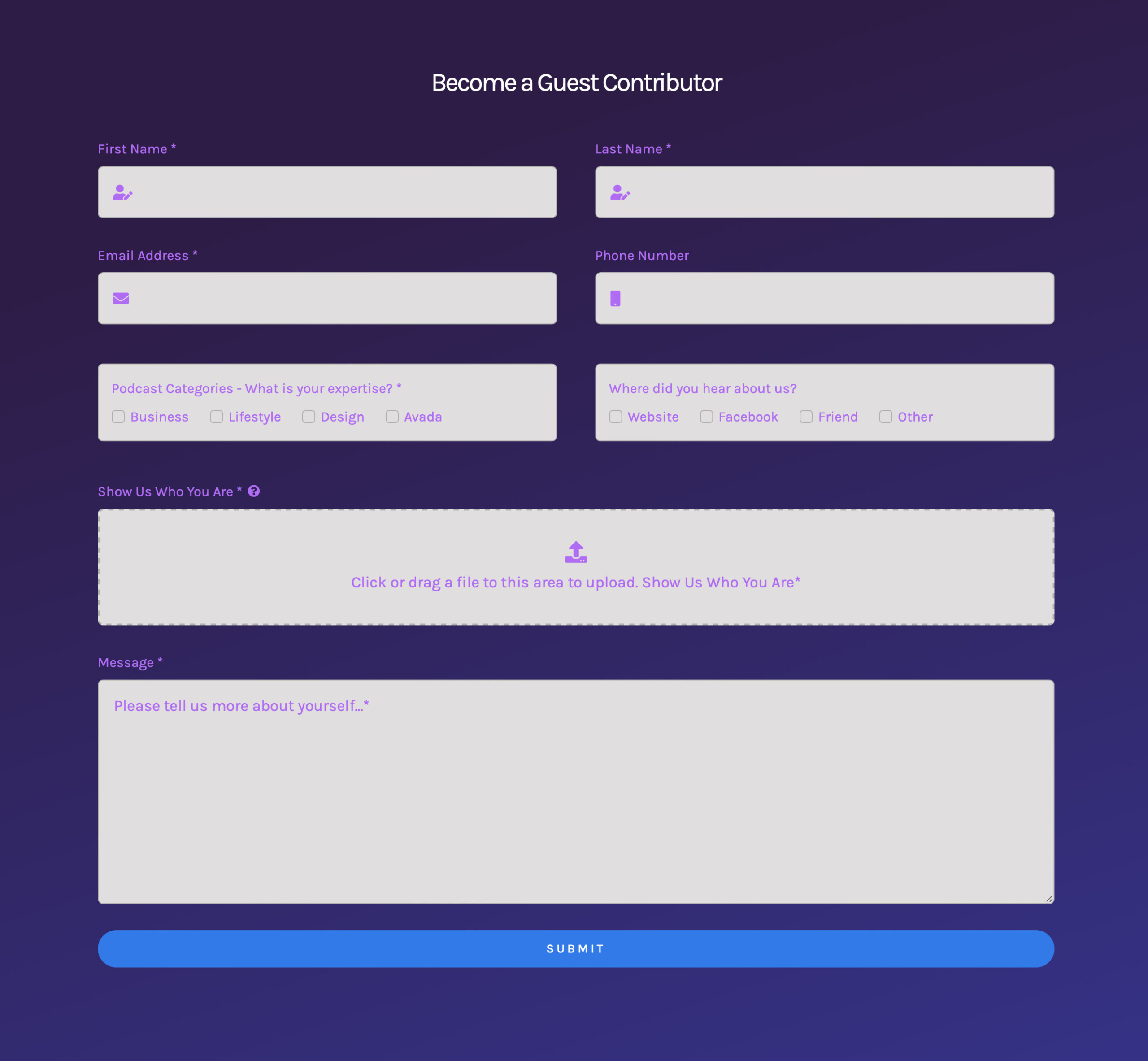 Avada Form Example