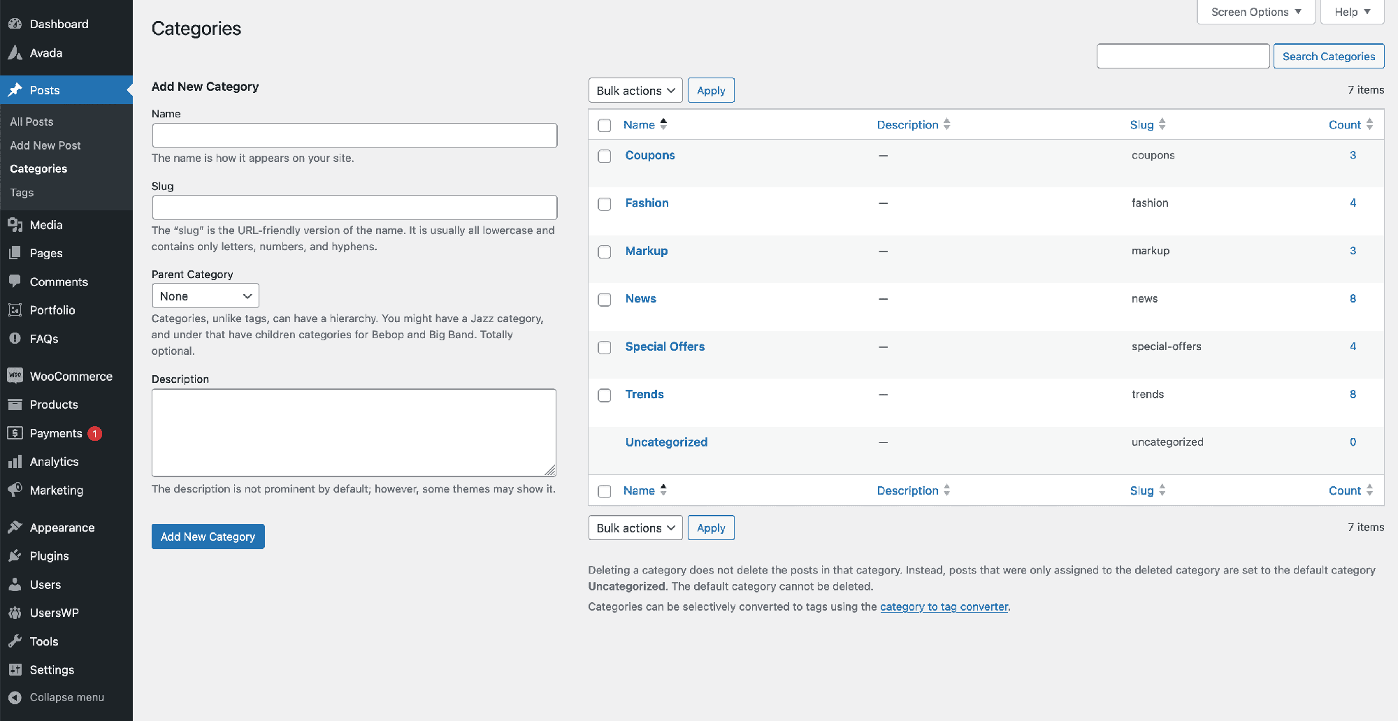 WordPress Post Categories