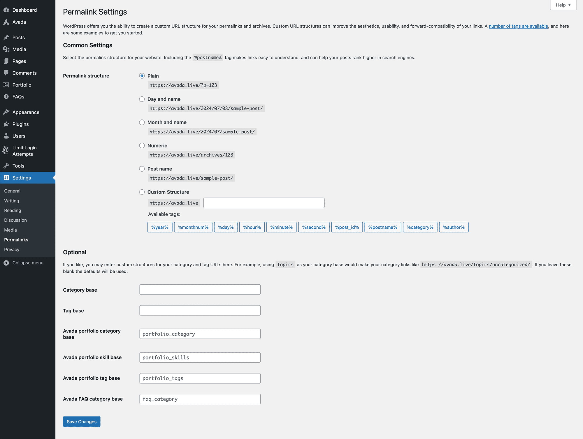 WordPress Permalink Settings