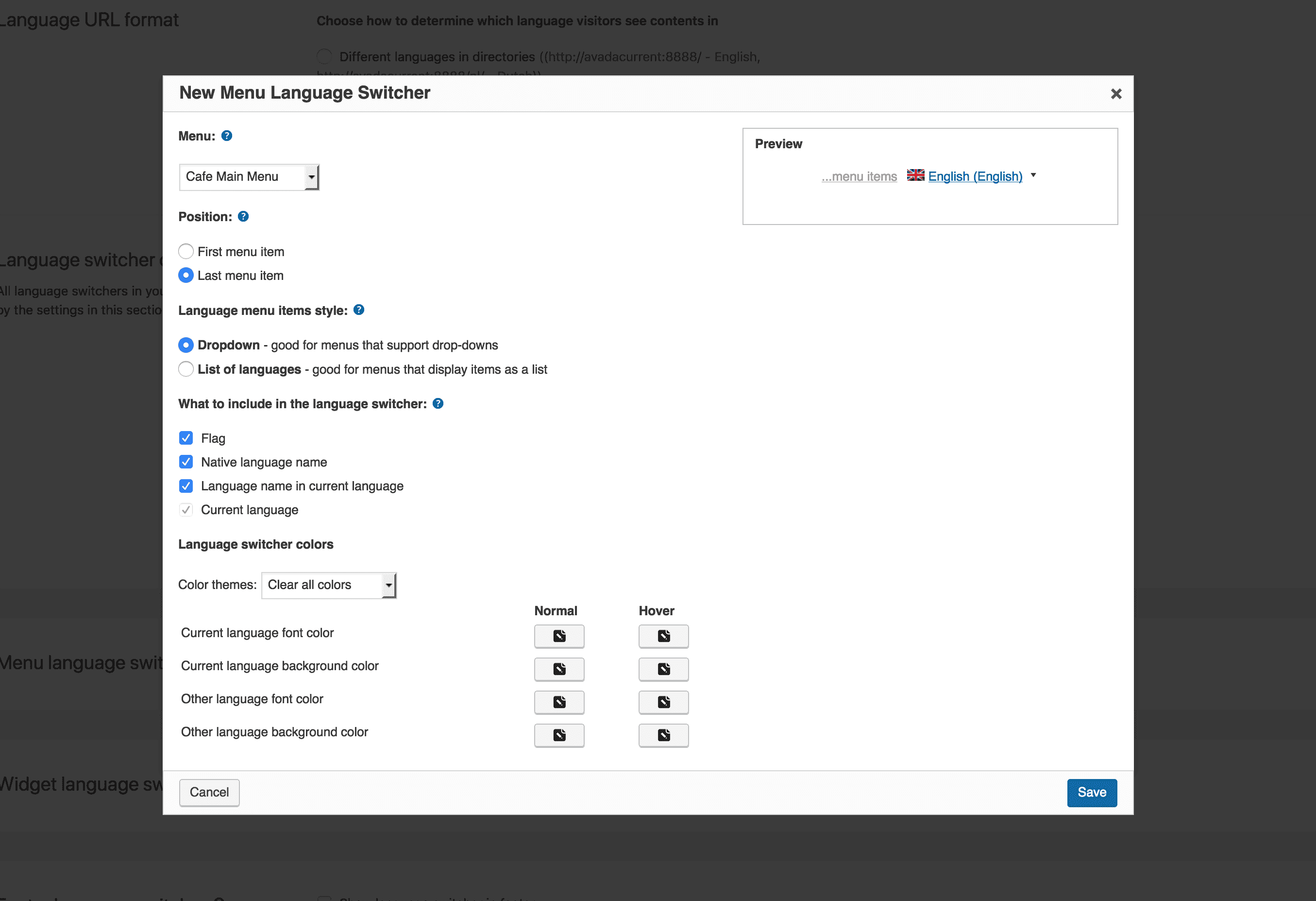 WPML Language Switcher Setting