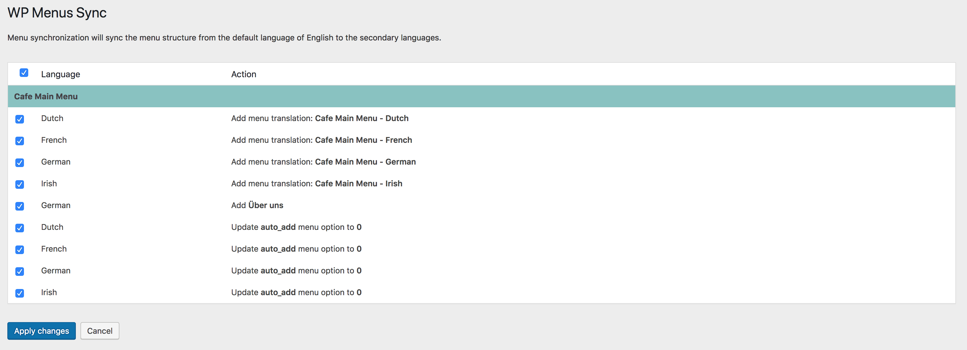 WPML Menu Sync Done